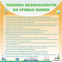 Стенд Техника безопасности на уроках химии ШК-2308