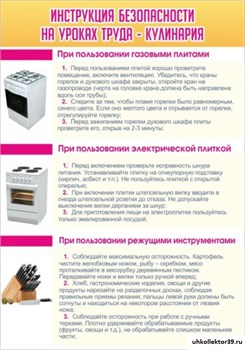 Стенд Инструкция безопасности на уроках труда №2 - Кулинария ШК-1904