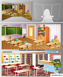 Стенд для сюжетно-ролевых игр, 2-х сторонний (библиотека-класс) ДС-04170
