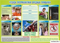 Стенд ПРОФИЛАКТИКА ВРЕДНЫХ ПРИВЫЧЕК МУ-0409