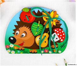 Шнуровка «Ёжик с грибочком и яблоком на спине» 2354344