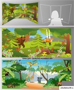 Стенд для сюжетно-ролевых игр, 2-х сторонний (лес-джунгли) ДС-04164