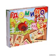 Домино большое «На ферме» 28 деревянных фишек 7393176